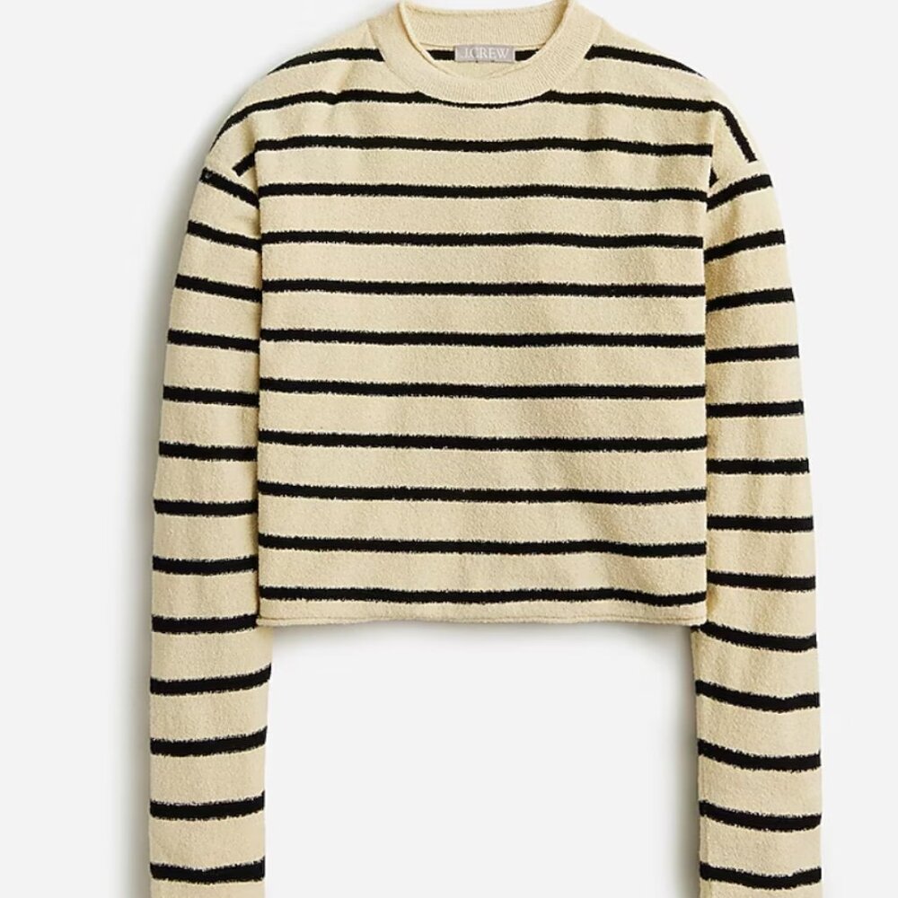 J. Crew Cropped bouclé Rollneck™ sweater in stripe M